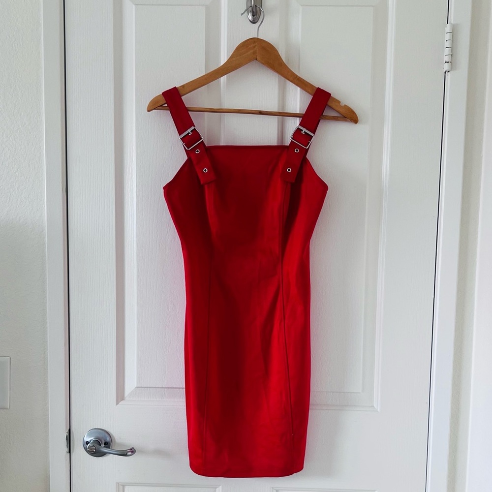 Red Buckle Strapped Dress ❤️